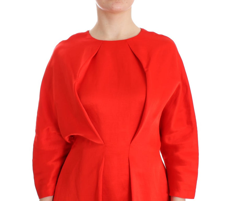 Radiant Red Linen Blend Artisan Dress Fyodor Golan