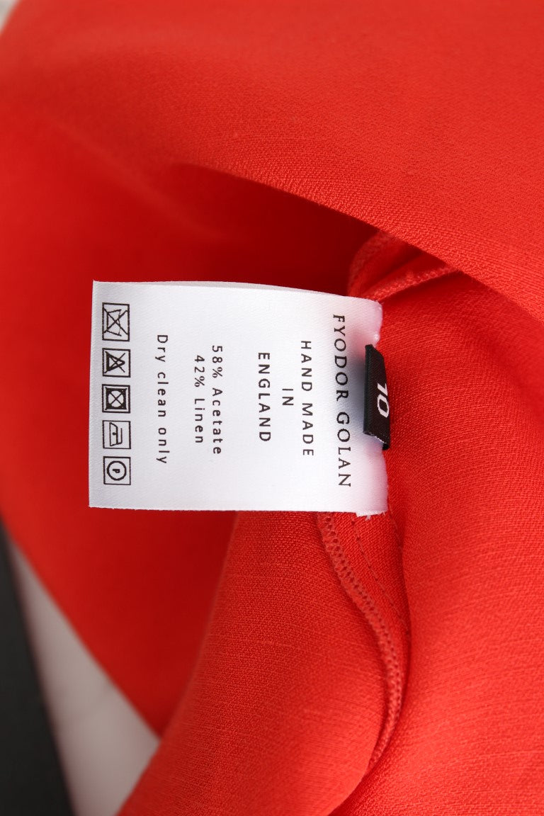 Radiant Red Linen Blend Artisan Dress Fyodor Golan