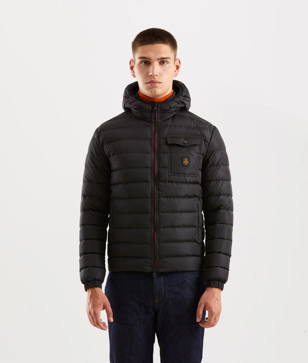 Sleek Hooded Down Jacket with Pockets Refrigiwear