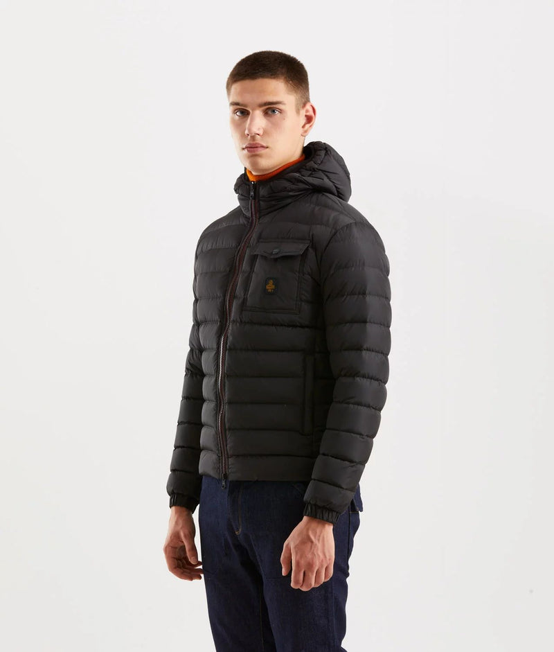 Sleek Hooded Down Jacket with Pockets Refrigiwear