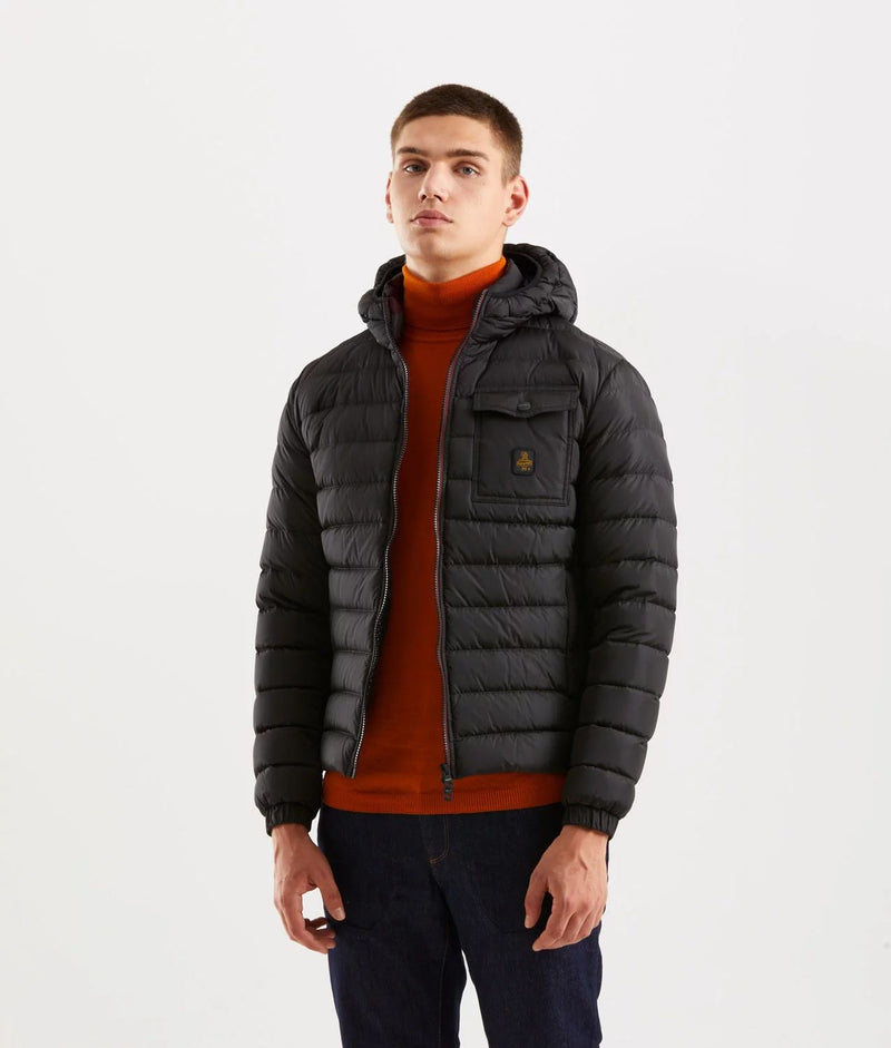 Sleek Hooded Down Jacket with Pockets Refrigiwear