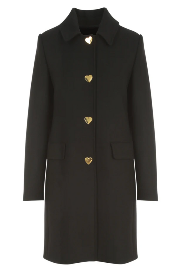 Black Wool Women Coat Love Moschino