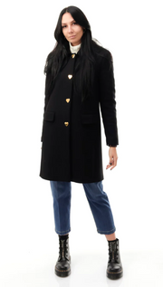 Black Wool Women Coat Love Moschino