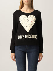 Black Cotton Women Sweater Love Moschino