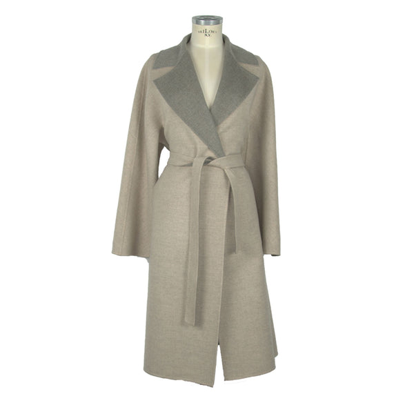 Elegant Italian Virgin Wool Coat Made in Italy