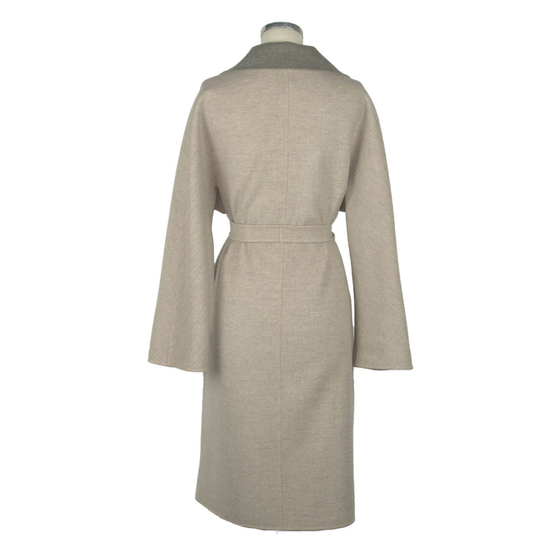 Elegant Italian Virgin Wool Coat Made in Italy