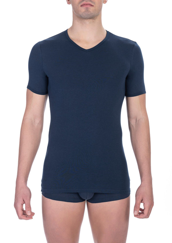 Blue Cotton Men T-Shirt Bikkembergs