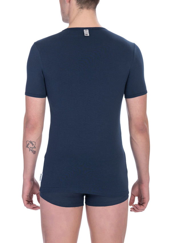 Blue Cotton Men T-Shirt Bikkembergs