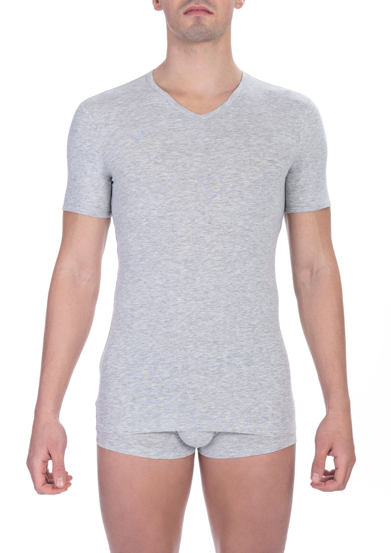 Gray Cotton Men T-Shirt Bikkembergs