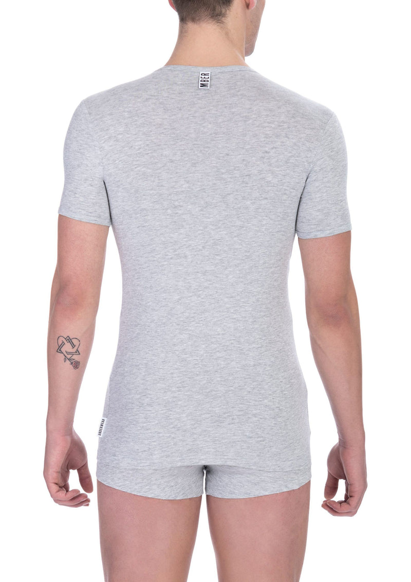 Gray Cotton Men T-Shirt Bikkembergs