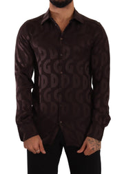 Elegant Bordeaux Silk Dress Shirt Dolce & Gabbana