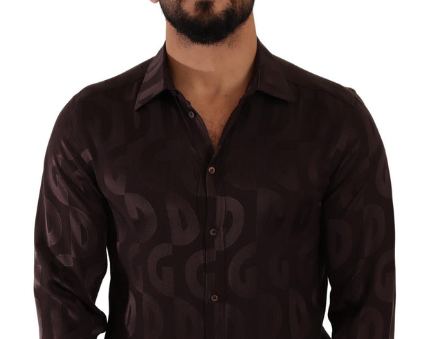 Elegant Bordeaux Silk Dress Shirt Dolce & Gabbana