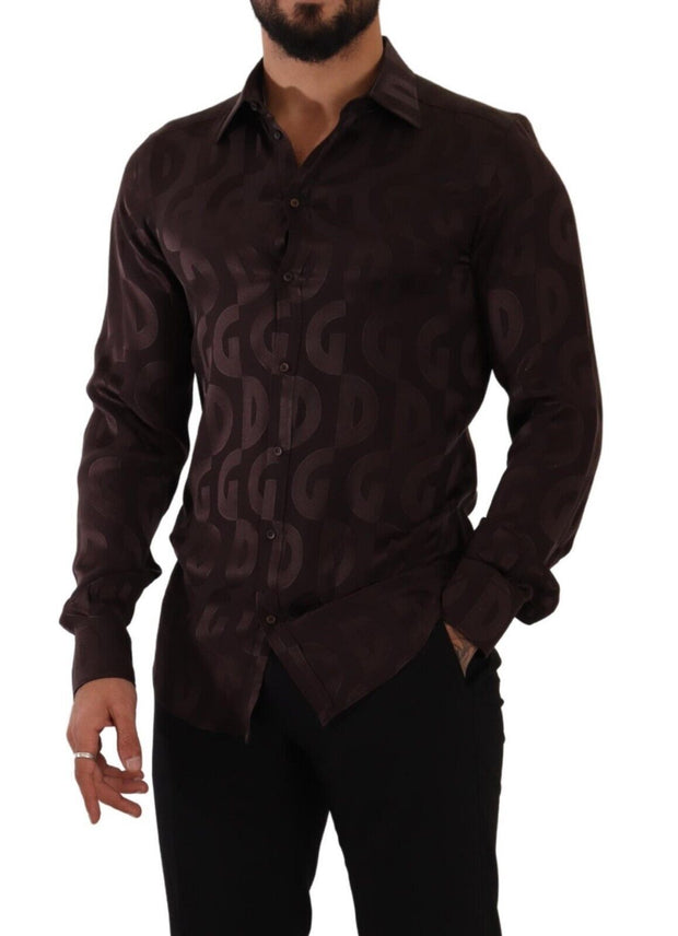 Elegant Bordeaux Silk Dress Shirt Dolce & Gabbana