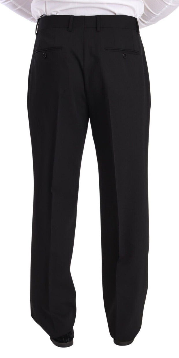 Elegant Black Wool Tuxedo Trousers Dolce & Gabbana