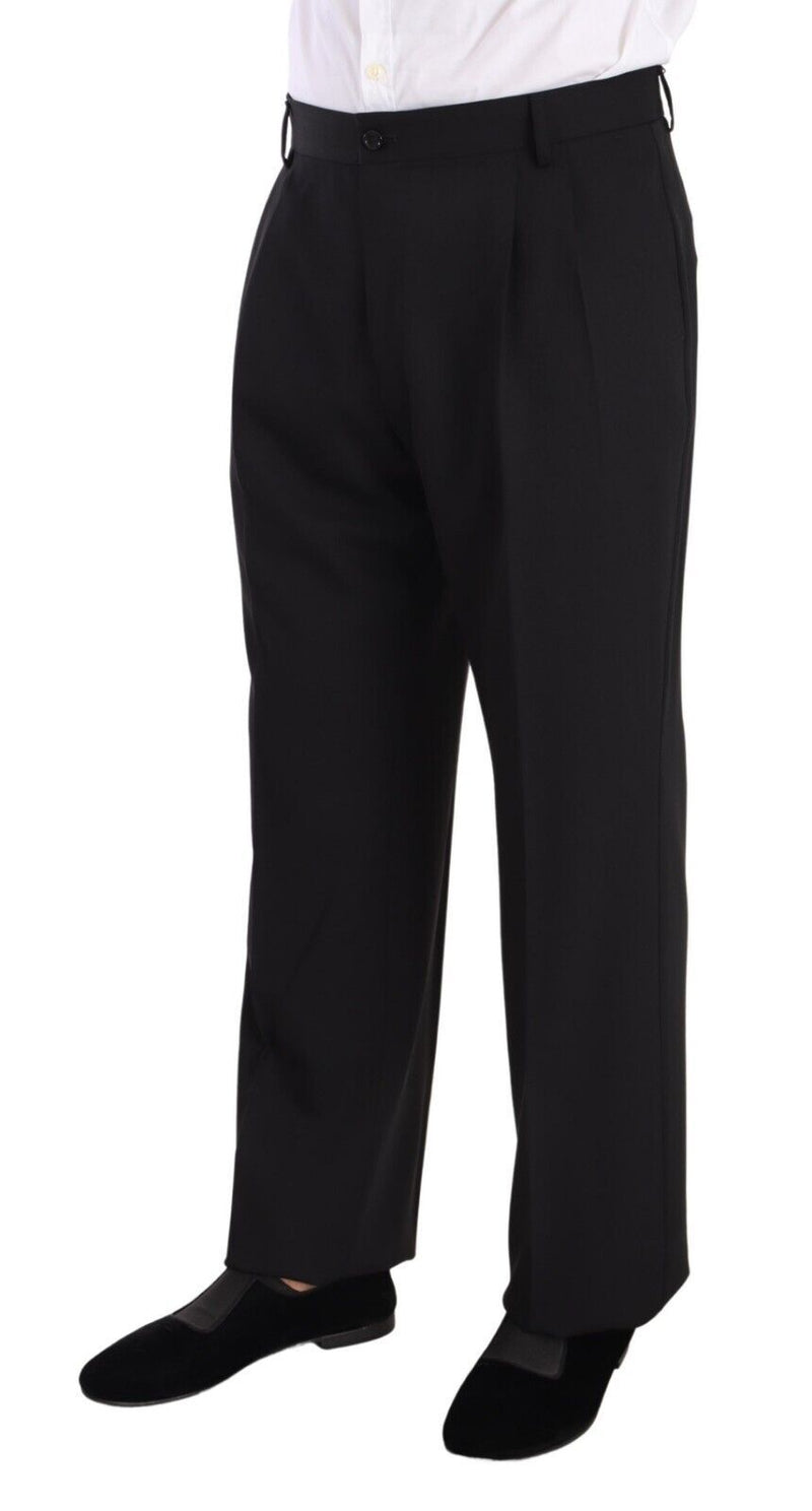 Elegant Black Wool Tuxedo Trousers Dolce & Gabbana