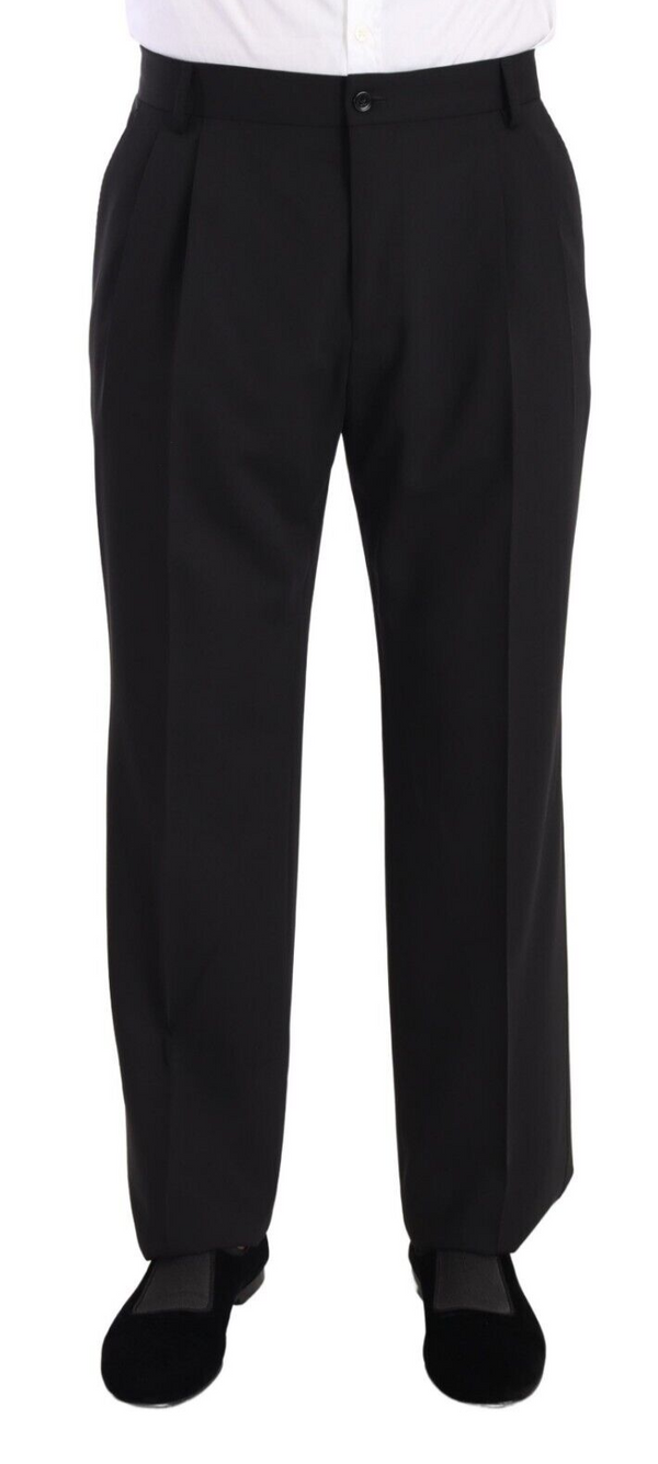 Elegant Black Wool Tuxedo Trousers Dolce & Gabbana