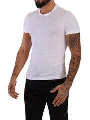 Elegant White Cotton Blend Round Neck Tee Dolce & Gabbana