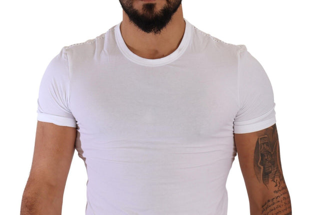 Elegant White Cotton Blend Round Neck Tee Dolce & Gabbana