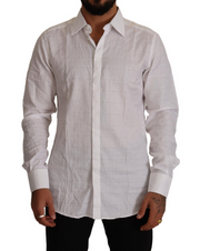 Elegant White Cotton Dress Shirt - Slim Fit Dolce & Gabbana