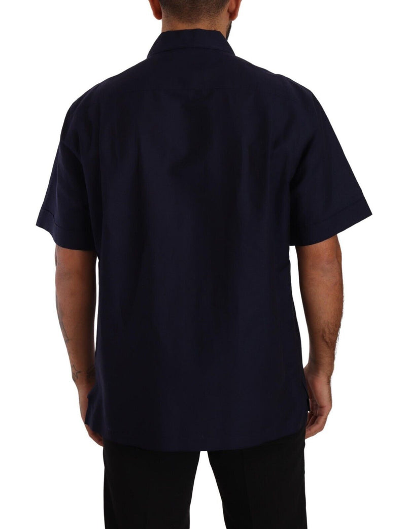 Elegant Navy Blue Button-Down Casual Shirt Dolce & Gabbana