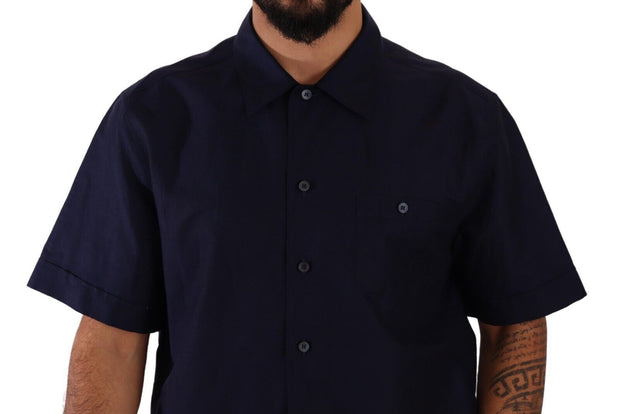 Elegant Navy Blue Button-Down Casual Shirt Dolce & Gabbana