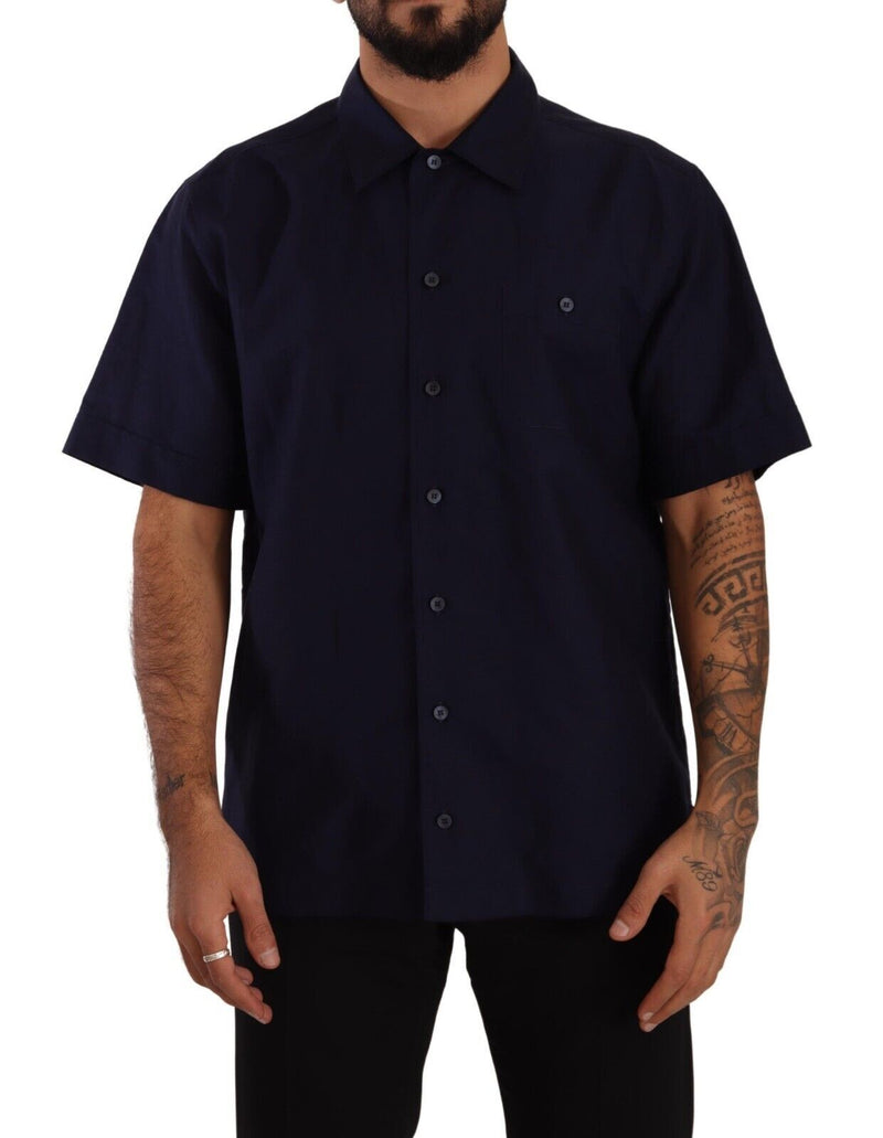 Elegant Navy Blue Button-Down Casual Shirt Dolce & Gabbana