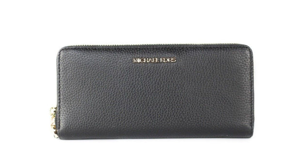 Jet Set Travel Large Black Pebble Leather Continental Wrist Wallet Michael Kors