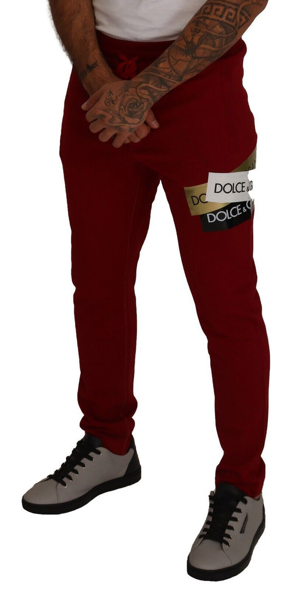 Elegant Red Jogging Pants with Drawstring Closure Dolce & Gabbana