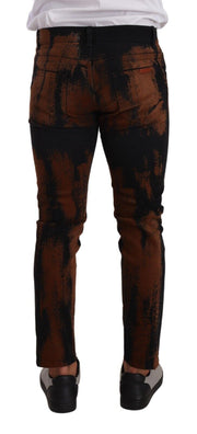 Chic Black Brown Tie-Dye Slim Fit Jeans Dolce & Gabbana