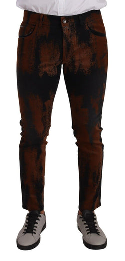 Chic Black Brown Tie-Dye Slim Fit Jeans Dolce & Gabbana