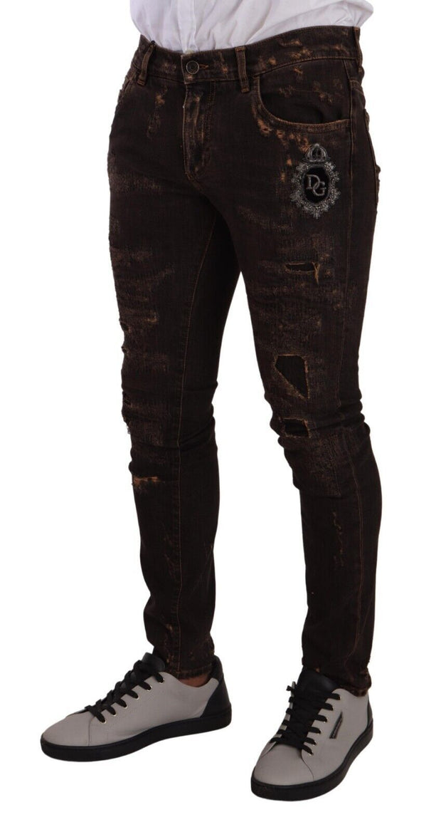 Slim Fit Distressed Skinny Denim Jeans Dolce & Gabbana