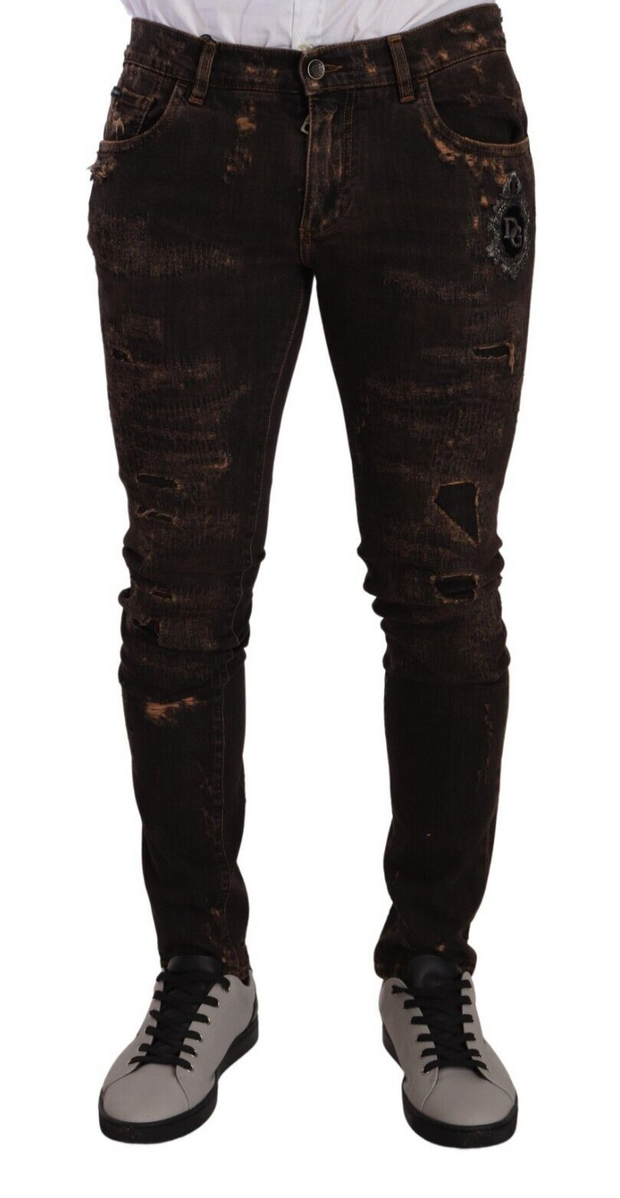 Slim Fit Distressed Skinny Denim Jeans Dolce & Gabbana