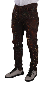 Elegant Multicolored Painted Denim Jeans Dolce & Gabbana