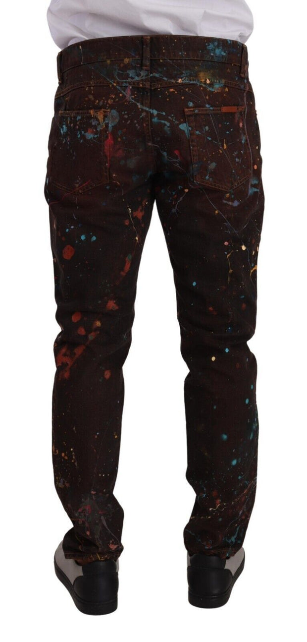 Elegant Multicolored Painted Denim Jeans Dolce & Gabbana