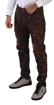 Elegant Multicolored Painted Denim Jeans Dolce & Gabbana