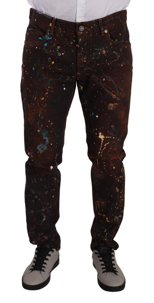 Elegant Multicolored Painted Denim Jeans Dolce & Gabbana