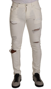 Elegant White Skinny Denim Jeans Dolce & Gabbana