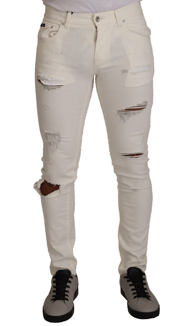 Elegant White Skinny Denim Jeans Dolce & Gabbana