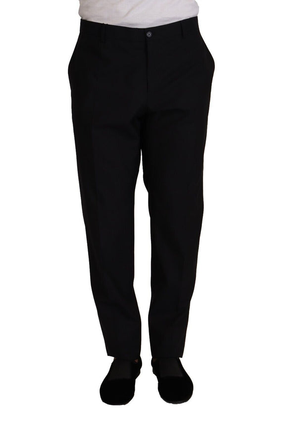 Elegant Dark Blue Wool Silk Tuxedo Trousers Dolce & Gabbana