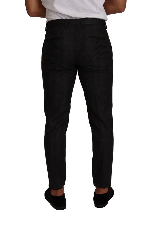 Elegant Gray Check Slim Fit Trousers Dolce & Gabbana