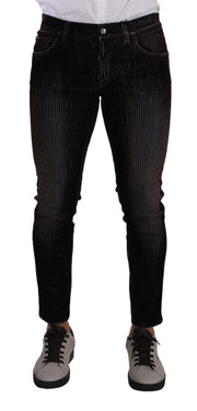 Sleek Striped Black Slim Fit Denim Dolce & Gabbana