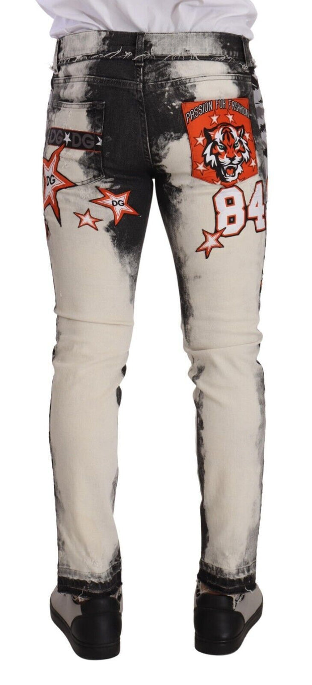 Chic Slim Fit Star Motif Denim Jeans Dolce & Gabbana