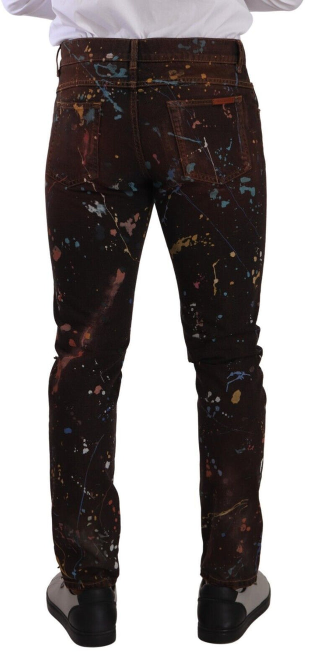 Multicolor Painted Skinny Denim Jeans Dolce & Gabbana