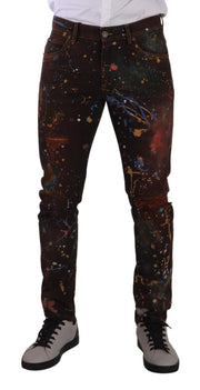 Multicolor Painted Skinny Denim Jeans Dolce & Gabbana