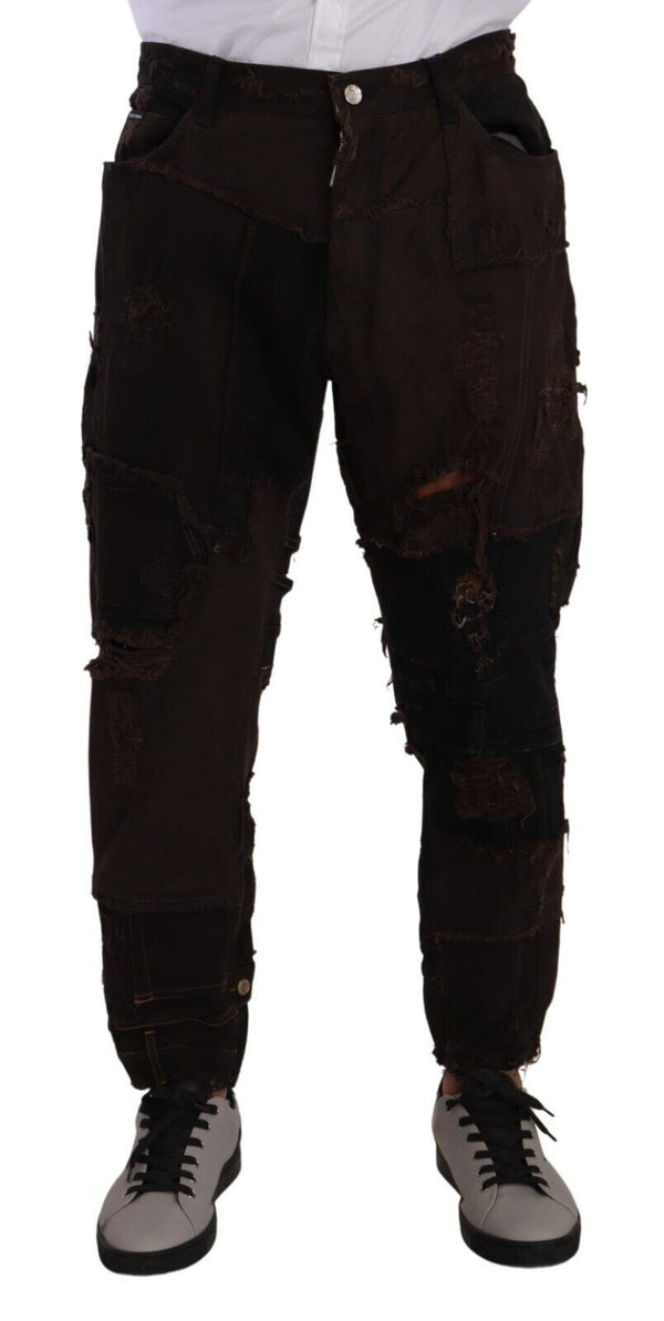 Elegant Distressed Patchwork Denim Jeans Dolce & Gabbana