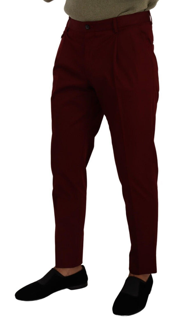 Elegant Dark Red Dress Chinos for Men Dolce & Gabbana