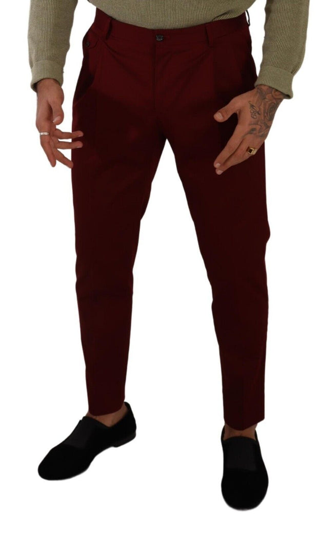 Elegant Dark Red Dress Chinos for Men Dolce & Gabbana