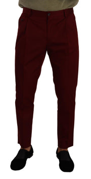 Elegant Dark Red Dress Chinos for Men Dolce & Gabbana