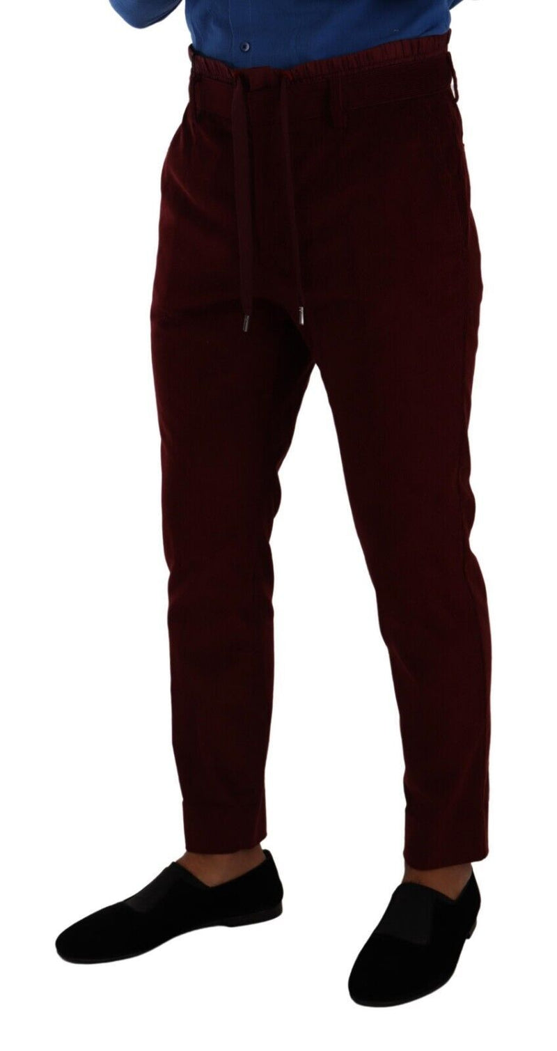 Elegant Bordeaux Velvet Dress Trousers Dolce & Gabbana