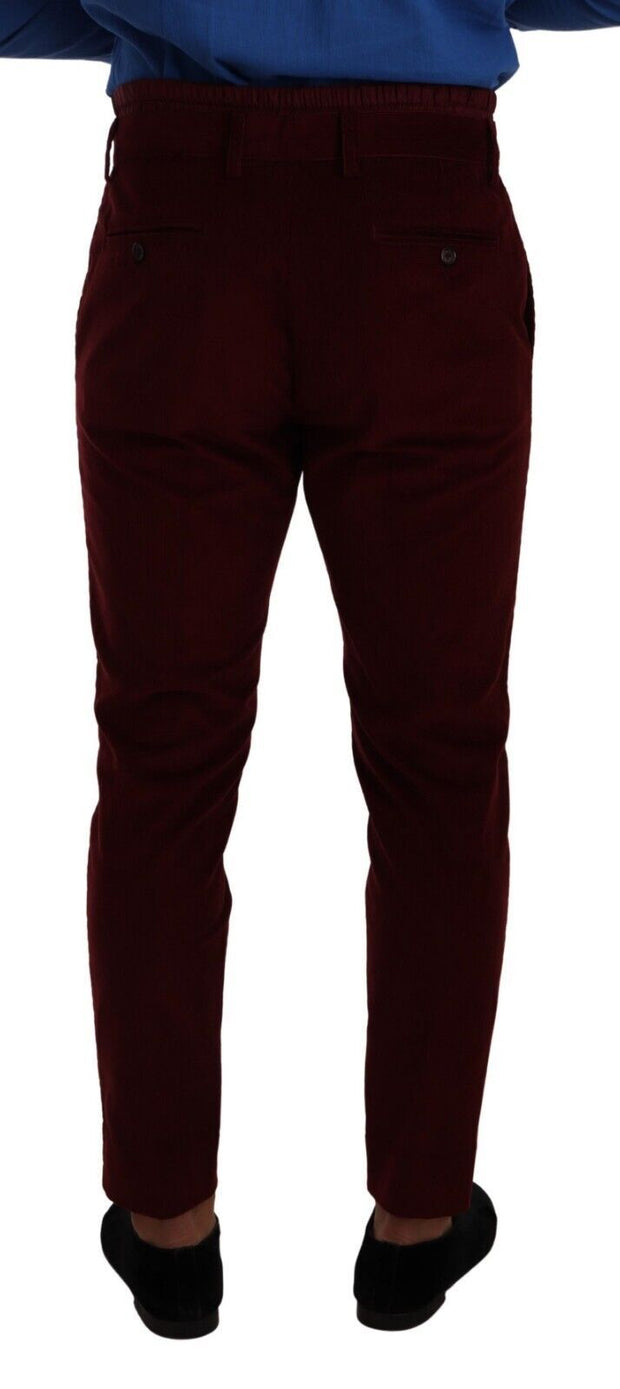 Elegant Bordeaux Velvet Dress Trousers Dolce & Gabbana